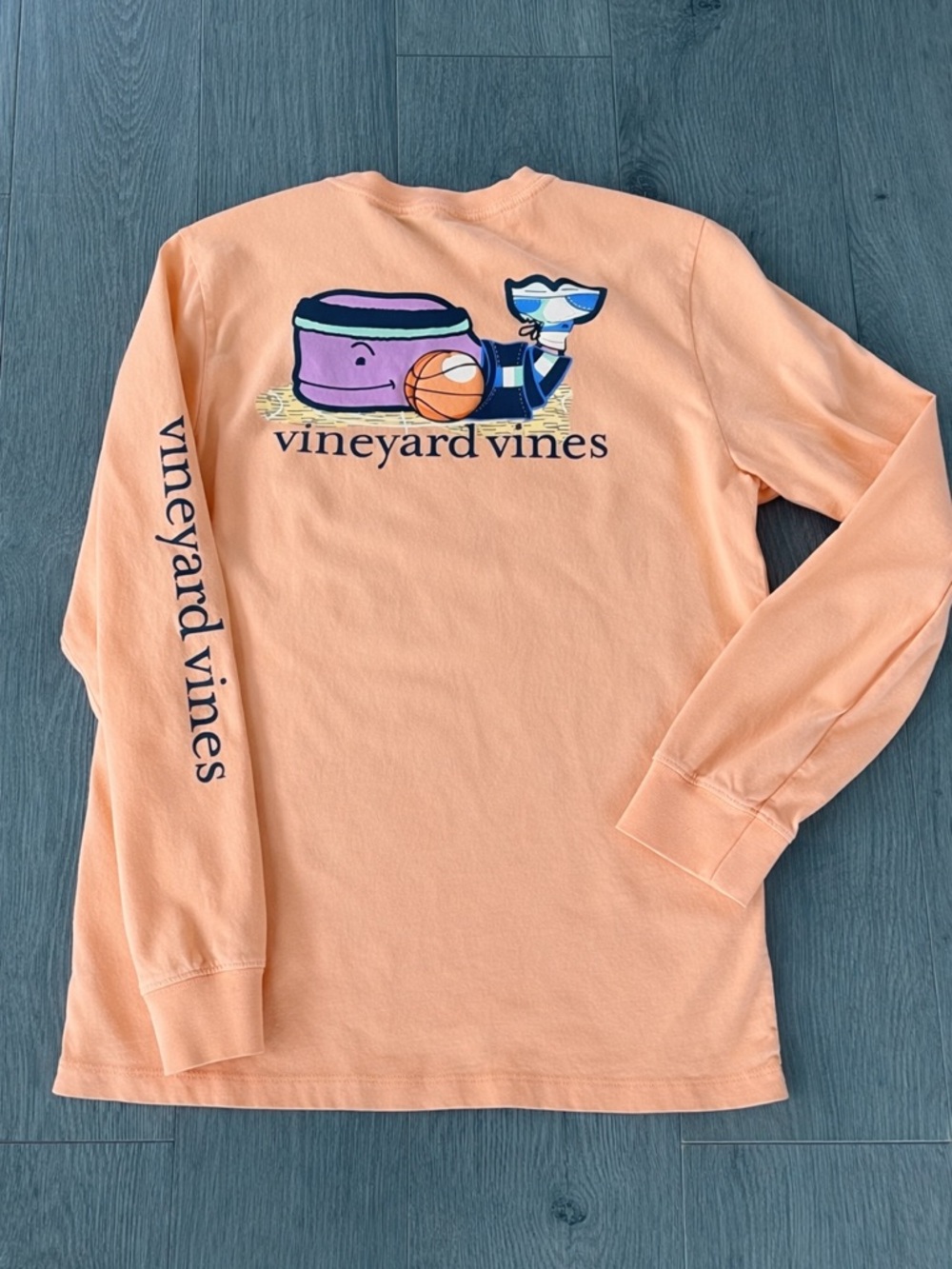 Vineyard Vines Peach Long Sleeve Whale Graphic Tee